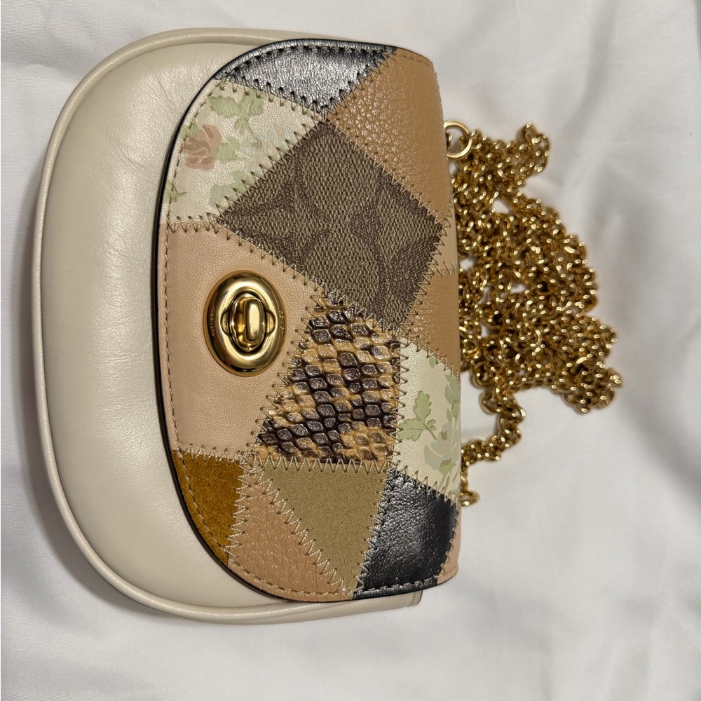 Coach Patchwork Crossbody Bag with Gold Chain